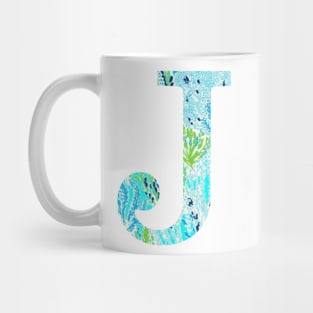 The Letter J Aqua Multicolor Mug